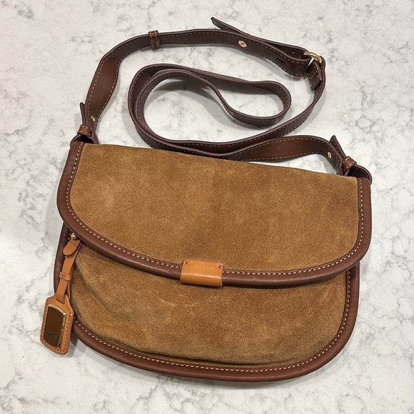 UGG Handbags - UGG Australia Brown Tan Leather Suede Crossbody Messenger Purse
